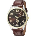 Accutime U.S. Polo Assn. Classic Men's USC50225 Watch with Brown Faux-Leather Strap