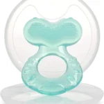 Nuby Silicone Teethe-EEZ Teether with Bristles, Includes Hygienic Case, Aqua - Image 2
