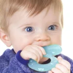 Nuby Silicone Teethe-EEZ Teether with Bristles, Includes Hygienic Case, Aqua - Image 5