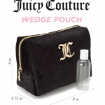 Juicy Couture Women's Cosmetics Bag - Travel Makeup and Toiletries Clutch Wedge Pouch, Black