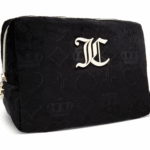Juicy Couture Women's Cosmetics Bag - Travel Makeup and Toiletries Clutch Wedge Pouch, Black - Image 3