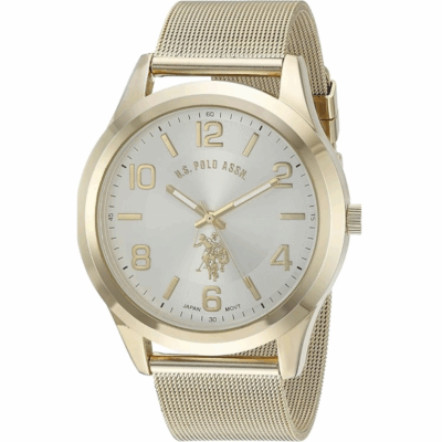 Accutime U.S. Polo Assn. Classic Men's Quartz Metal and Alloy Watch, Color:Gold-Toned (Model: USC80376)