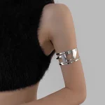 Diesel-Inspired Bold Metal Cuff Bracelet – Statement Arm & Wrist Accessory - Image 6