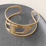 Diesel-Inspired Bold Metal Cuff Bracelet – Statement Arm & Wrist Accessory - Image 5
