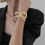 Diesel-Inspired Bold Metal Cuff Bracelet – Statement Arm & Wrist Accessory - Image 7