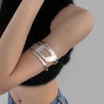 Diesel-Inspired Bold Metal Cuff Bracelet – Statement Arm & Wrist Accessory - Image 9