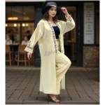 Elegant Beige Embroidered Kaftan