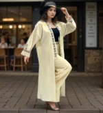 Elegant Beige Embroidered Kaftan