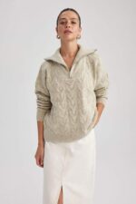 SHEIN fluffy pullover for women beige color