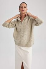 SHEIN fluffy pullover for women beige color - Image 5