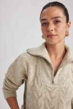 SHEIN fluffy pullover for women beige color - Image 4