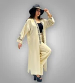 Elegant Beige Embroidered Kaftan - Image 3
