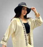 Elegant Beige Embroidered Kaftan - Image 4