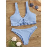Swim Mod Rib Ruffle Knot Front Bikin