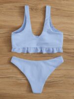 Swim Mod Rib Ruffle Knot Front Bikin - Image 4
