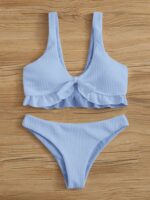 Swim Mod Rib Ruffle Knot Front Bikin - Image 2