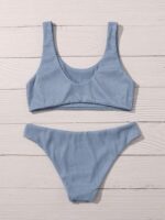 Solid Rib Bikini Set Summer Beach - Image 3