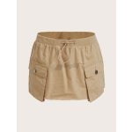 Flap Pocket Drawstring Cargo Skirt