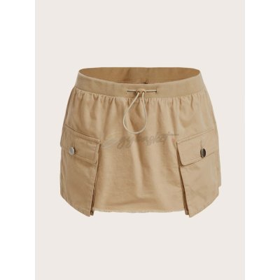 Flap Pocket Drawstring Cargo Skirt