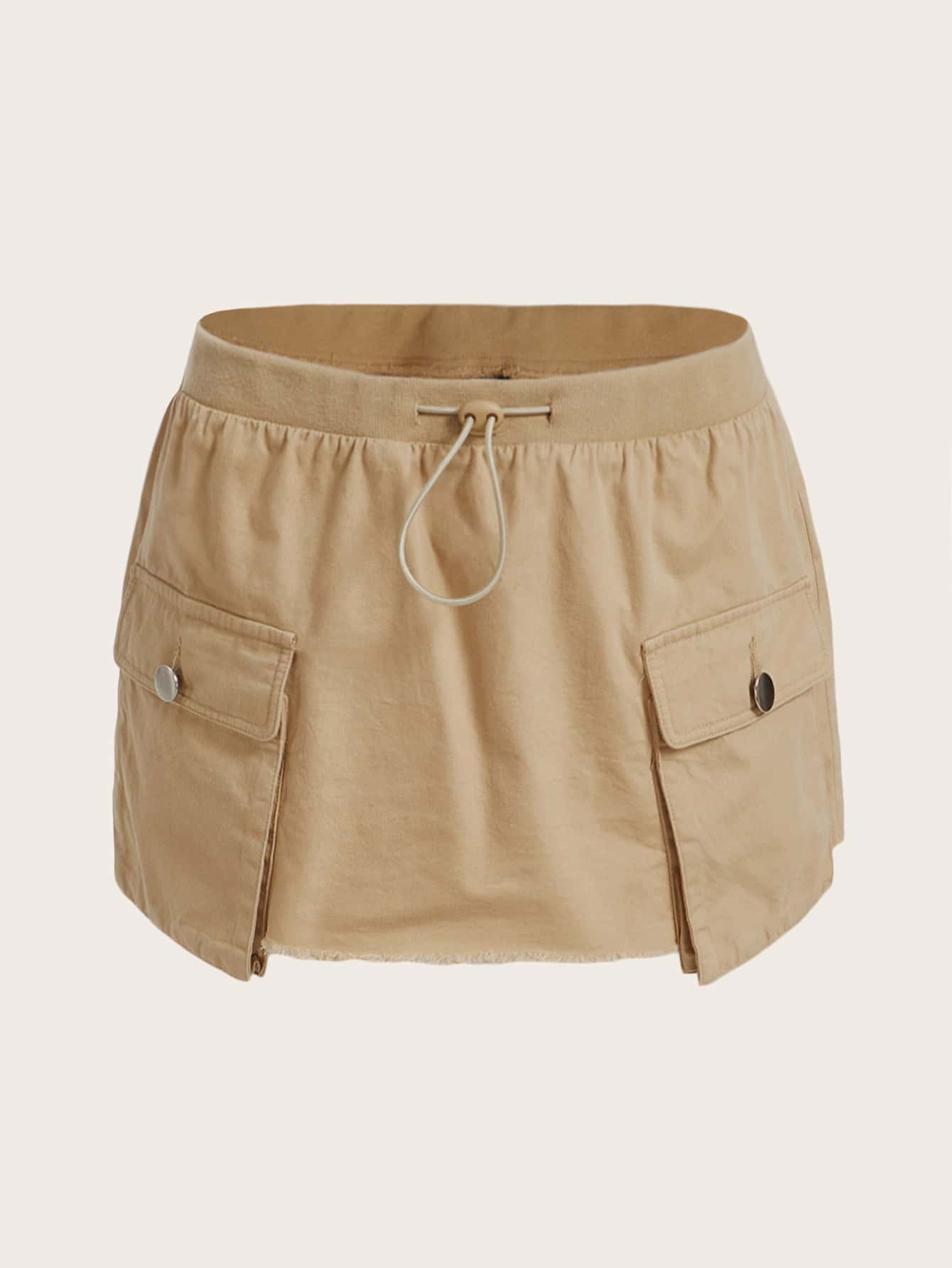 16705613007b277a2febbdb64fc694987d14bdd8f1 Flap Pocket Drawstring Cargo Skirt - Image 1