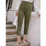 SHEIN Frenchy Solid High Waist Cropped Pants