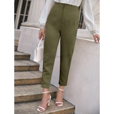 SHEIN Frenchy Solid High Waist Cropped Pants