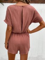 SHEIN Frenchy Button Front Batwing Sleeve Romper - Image 4