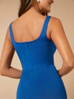 SHEIN Belle Solid Color Thigh Slit Dress - Image 3