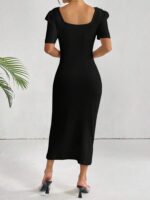 SHEIN Privé Square Neck Ruched Split Thigh Dress - Image 3