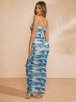 SHEIN Women’s Ruched Print Maxi Dress - Image 4