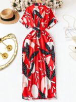 SHEIN DreamSkyne Women’s Red Bohemian Midi Dress - Image 2