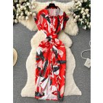 SHEIN DreamSkyne Women’s Red Bohemian Midi Dress