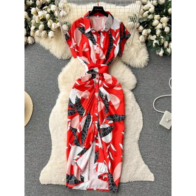 SHEIN DreamSkyne Women’s Red Bohemian Midi Dress