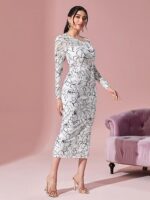 White Floral Print Bodycon Dress
