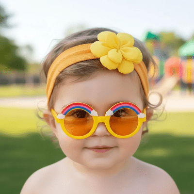 Rainbow glasses and bow