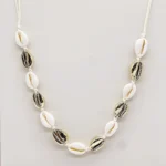 NEFERU Coastal Clash White & Gold Cowrie Shell Necklace - Image 2