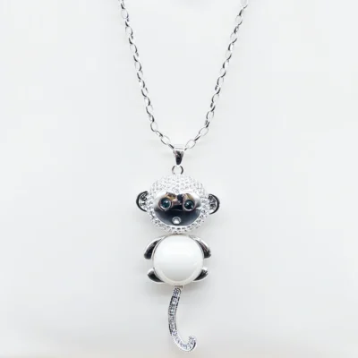 NEFERU Crystal Monkey Pop – Silver Spark Pendant