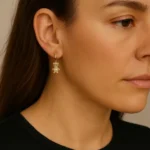 NEFERU Golden Teddy Pearl Drop Earring