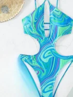 SHEIN Allover Print Cut Out One Piece Swimsuit - Image 4