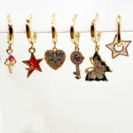 NEFERU Golden Muse: The Ultimate 6-Charm Earring Set - Image 2
