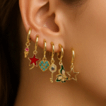 NEFERU Golden Muse: The Ultimate 6-Charm Earring Set