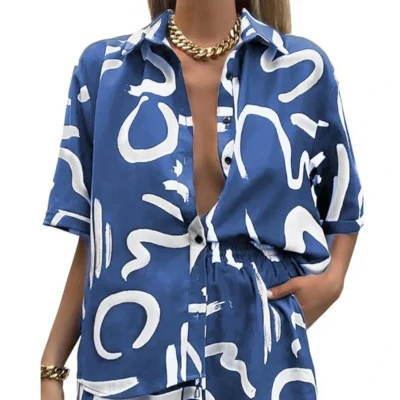 SHEIN Summer Beach Casual Printed Shirt