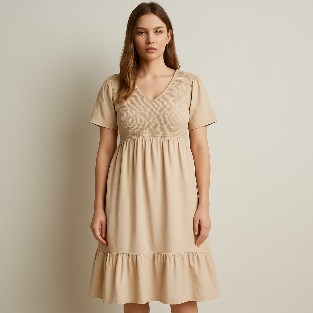 WhatsApp Image 2025-05-27 at 6.52.04 PM SHEIN Solid Color Puff Sleeve Dress - Image 1