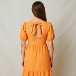 SHEIN Puff Sleeve Orange Dress. - Image 3