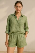 SHEIN Shirt & Shorts Set – Sage Green