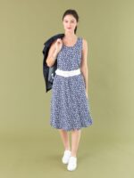 SHEIN Blue White Sleeveless Floral Dress