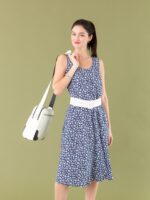 SHEIN Blue White Sleeveless Floral Dress - Image 3