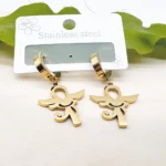 NEFERU Golden Angel Charm Hoop Earring - Image 2