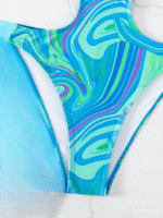 SHEIN Allover Print Cut Out One Piece Swimsuit - Image 3