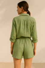 SHEIN Shirt & Shorts Set – Sage Green - Image 2